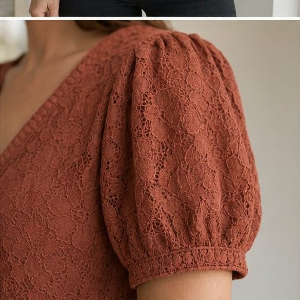Rust Puff Sleeve Top - Picture 5 of 6